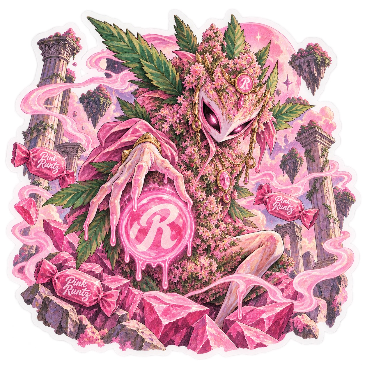 Pink Runtz Strain Hunters passport sticker