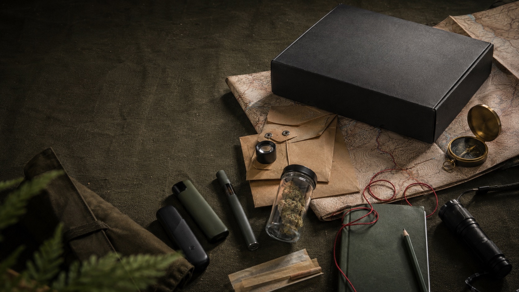 Strain Hunters field kit laid out on a map